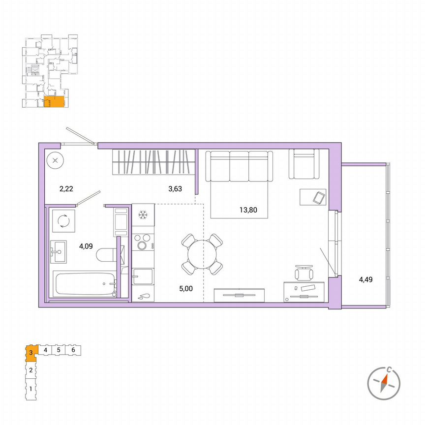 Квартира-студия, 30,1 м², 5/7 эт.