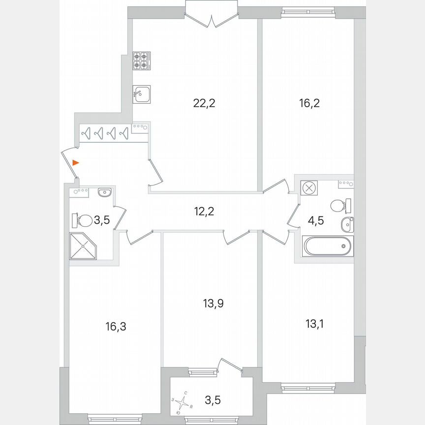 4-к. квартира, 103,7 м², 2/4 эт.