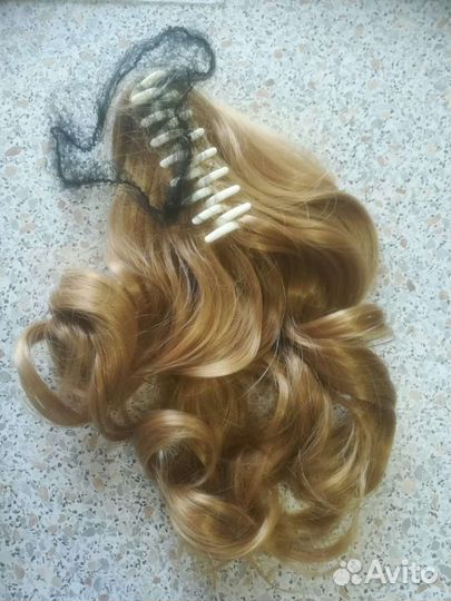 Накладные волосы - хвост на заколке - крабе