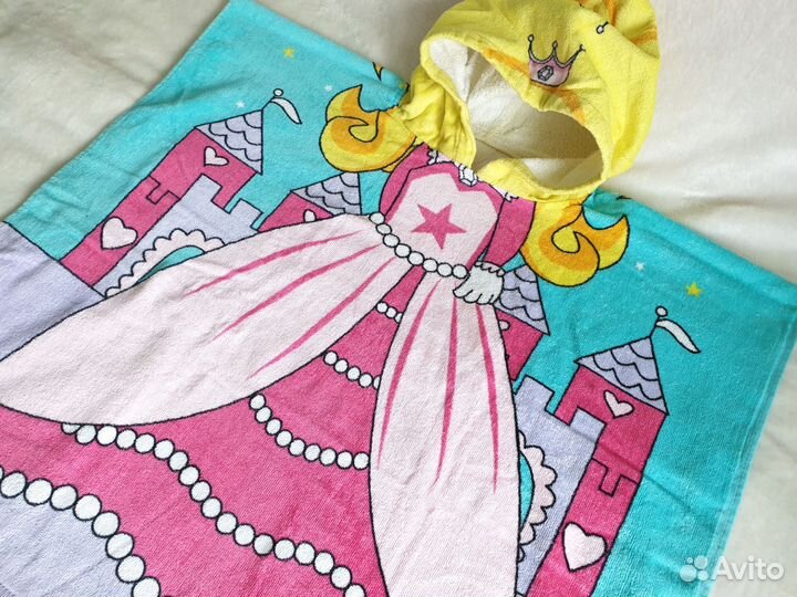 Детское полотенце с капюшоном пончо 1-7 лет
