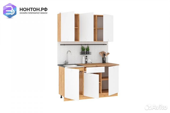 Кухня Дана 1.5 м дуб крафт золотой / белый