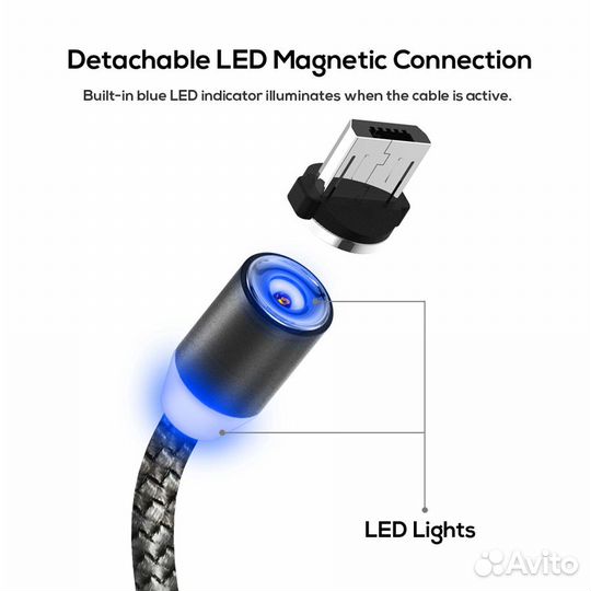 Шнур для зарядки на Micro USB магнитный