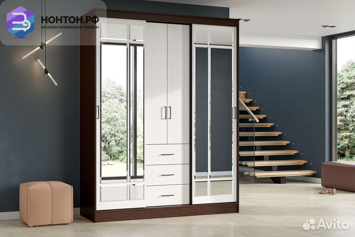 Шкаф-купе Канкун дуб венге / ясень анкор светлый