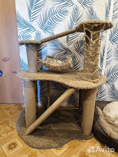 Домик для кошек, собак, когтеточка, гамак, 3 этажа