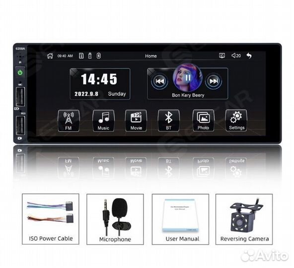 1Din Магнитола с Bluetooth,Carplay, Android auto