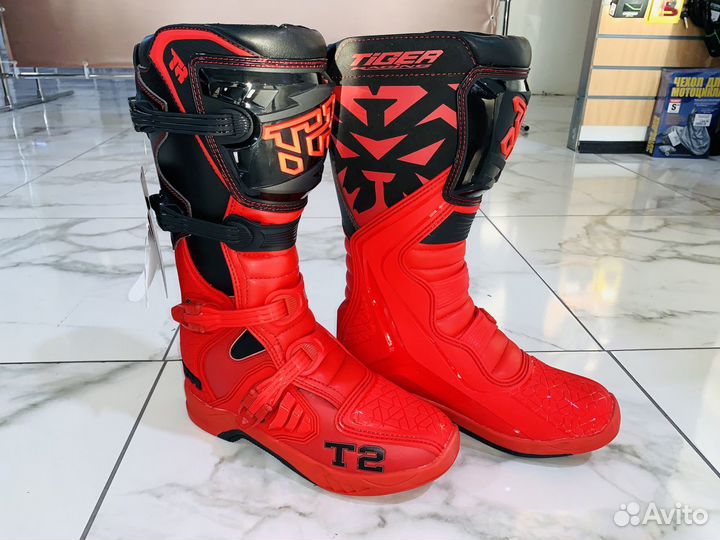 Мотоботы кроссовые tiger T2 черно-красные