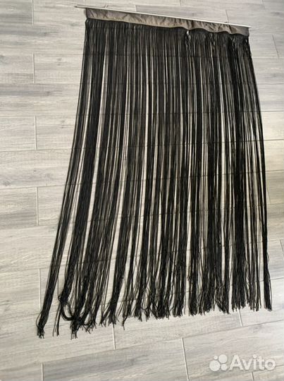 Штора декоративная на дверь «Нитки» цвет шоколад