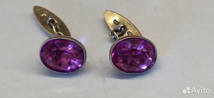 Запонки.серебро 875 проба(звезда) корунд СССР рус