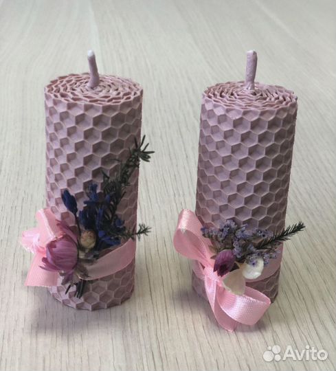 Свечи из вощины с сухоцветами