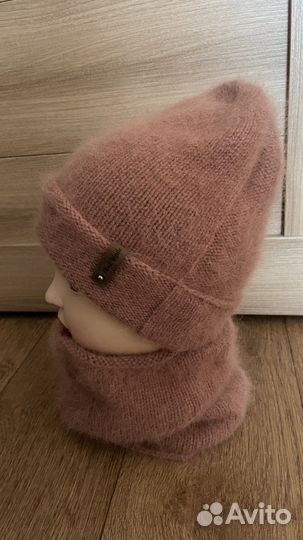 Шапка и снуд из пуха норки весна/осень