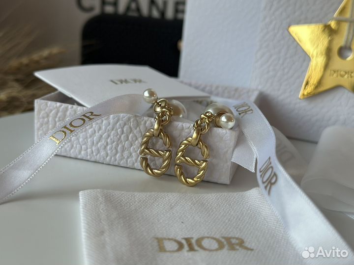 Серьги dior оригинал новые комплект бутика