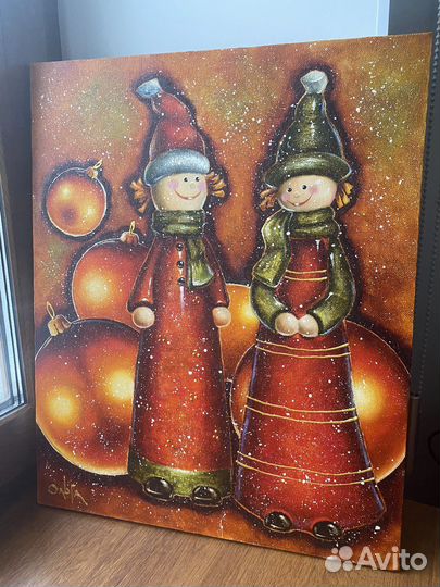 Картина «Новогодние игрушки» масло, холст