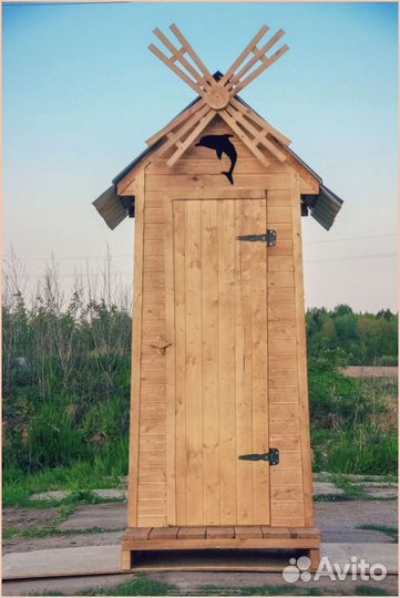 Дачный туалет деревянный прямоугольник SAF