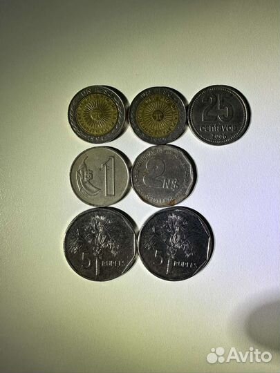 Монеты Аргентина, Уругвай,Сейшелы,Новая Зеландия