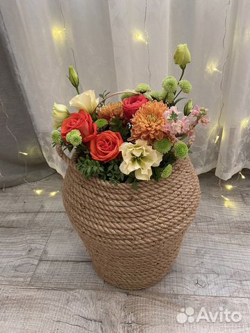 Корзина из джута большая 35 см высотой