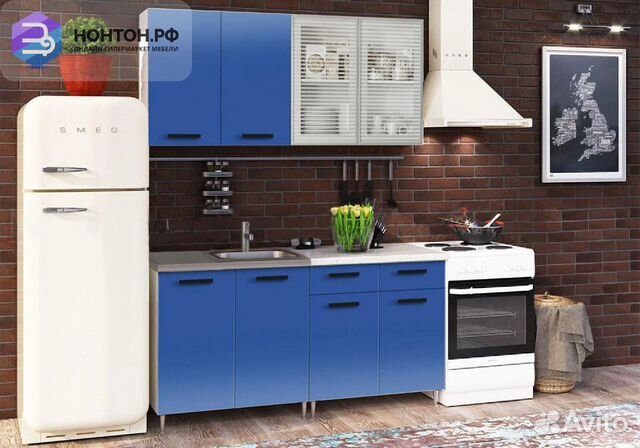 Кухня Рио-1 1.6м синяя