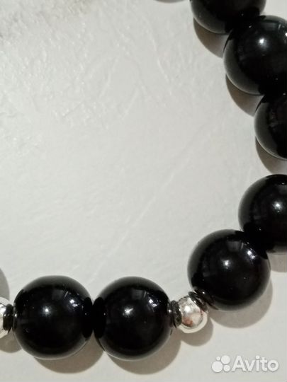 Браслет из Турмалина Шерл и Серебра