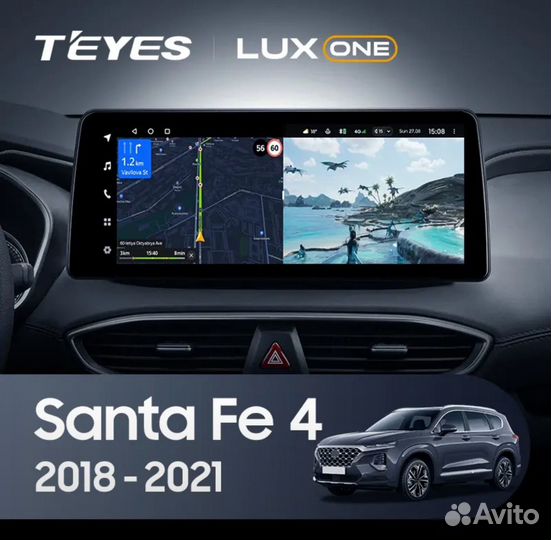 Магнитола Teyes LuxOne 6/128 на Hyundai Santa Fe 4