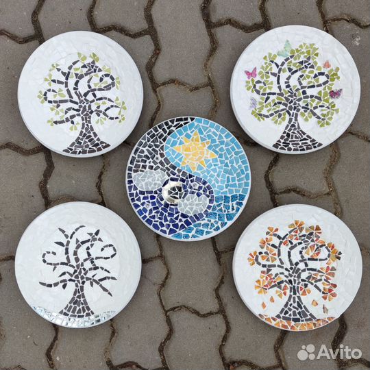Мозаичные интерьерные тарелки