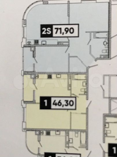 1-к. квартира, 46,8 м², 1/6 эт.