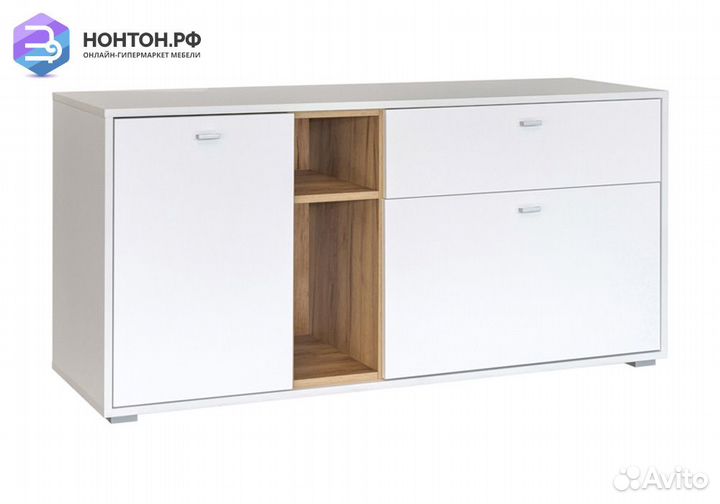 Тумба Бэль 10.91 белый премиум / дуб крафт золотой