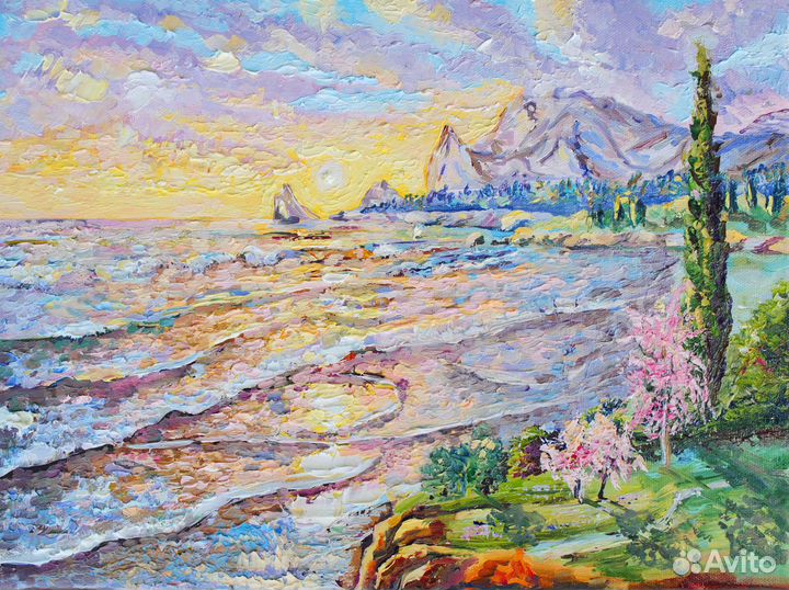 Картина Закат море Ялта Крым пейзаж морской Симеиз