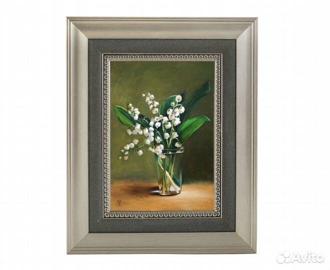 Картина маслом на холсте Цветы ландыши