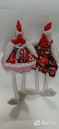 Кукла петух и курица в стиле тильда