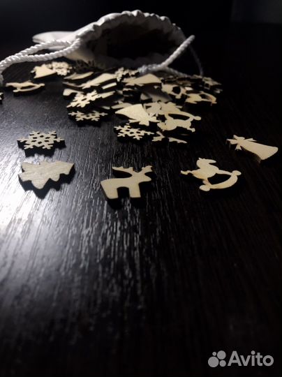 Мини деревянные новогодние украшения