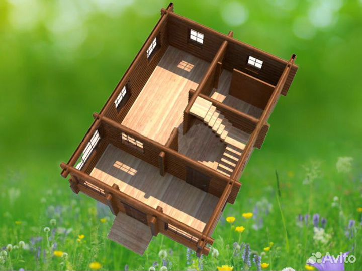 Сруб дома из бревна ручной рубки Не Бруса 7,5x9