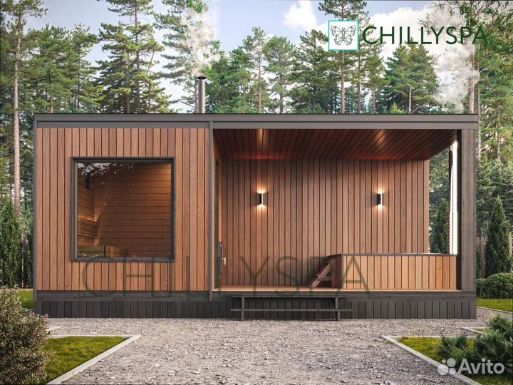 Баня в современном стиле с крыльцом с гарантией