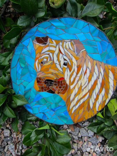 Шарпей Тарелка Мозаика из витражного стекла