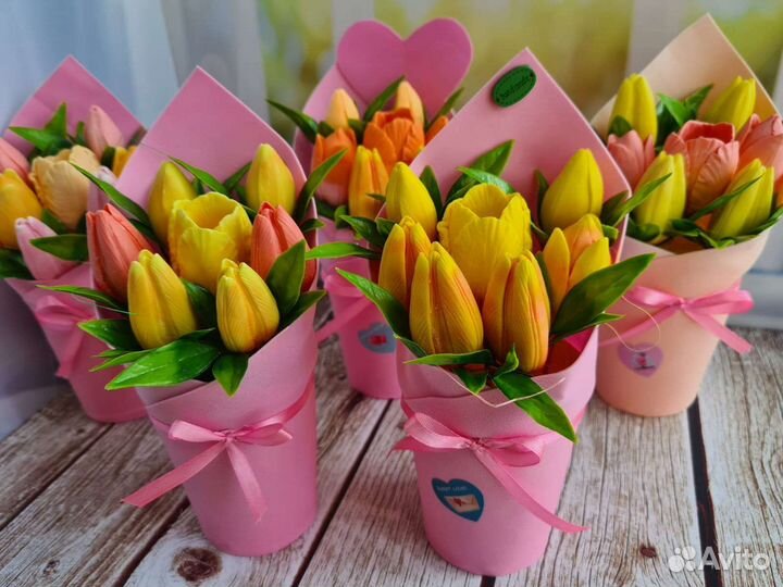 Мыло ручной работы Тюльпаны Цветы Букет Выпускной