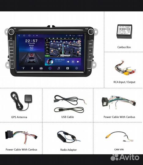 Магнитола 2din android 9 дюймов Фольксваген