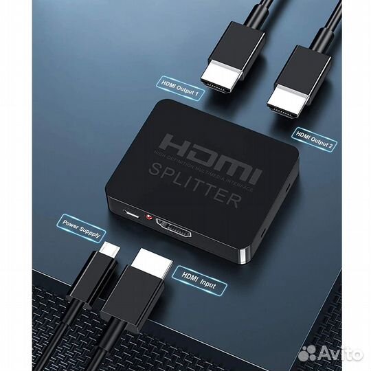 Делитель hdmi сплиттер (1 вход hdmi - 2 выхода hdm