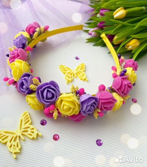 Цветочные ободки для волос ручной работы
