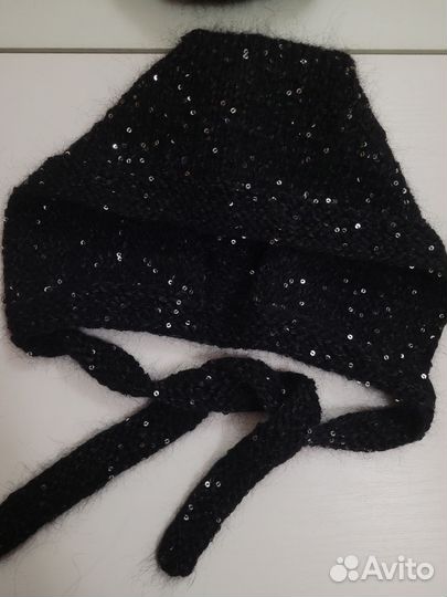 Чепчик и варежки микропайетки набор, комплект