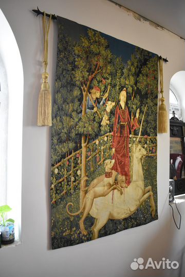 Гобеленовое панно с подкладкой-дама с единорогом