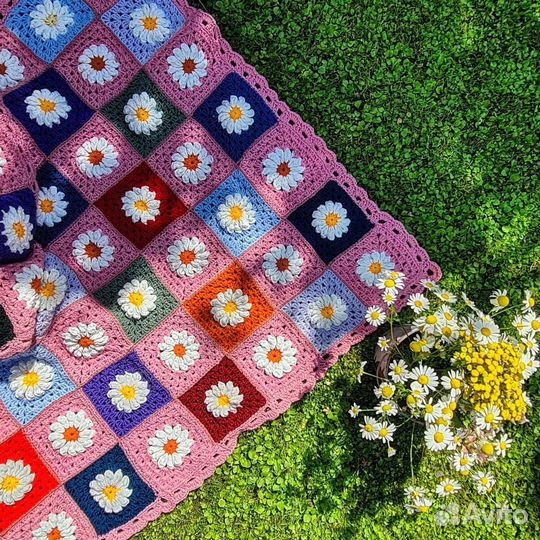 Плед вязаный Мой цветочек