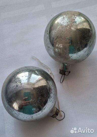 Елочные игрушки СССР. Шары с инеем. Пара