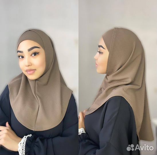 Хиджаб зимний готовый, капор с шапкой