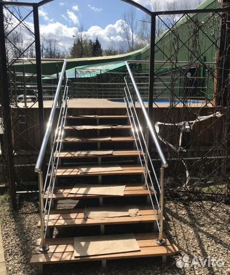 Перила из нержавеющей стали с пвх и стеклом