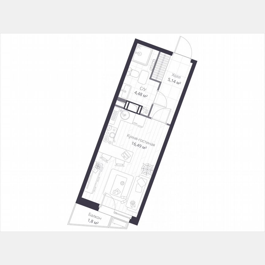Квартира-студия, 27 м², 5/11 эт.