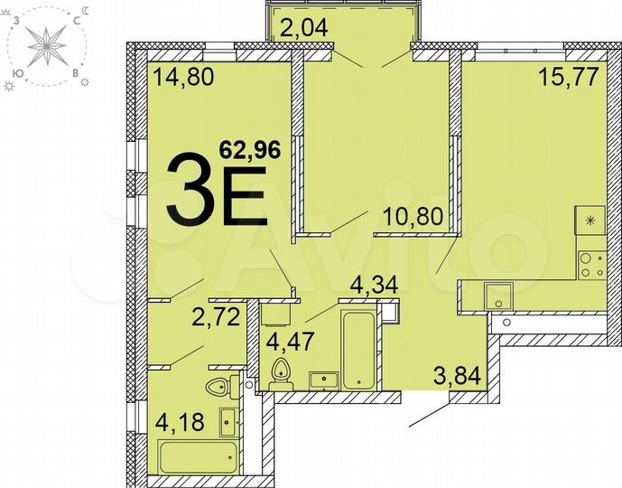 2-к. квартира, 61,4 м², 24/31 эт.