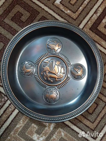 Тарелка-чеканка,СССР,латунь