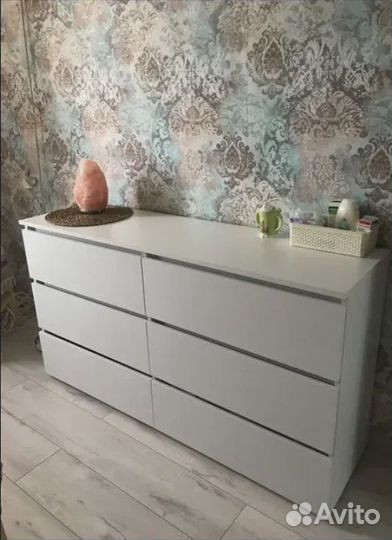 Комод белый/графит 6 ящиков (аналог мальм)