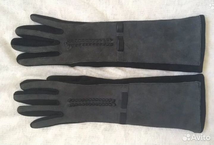 Перчатки женские замшевые размер М длинные