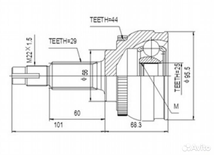 Шрус Infinity I30 I35 Nissan Maxima Murano NKN