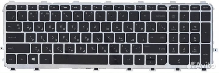 Клавиатура HP Envy 15-J с серебристой рамкой, с по