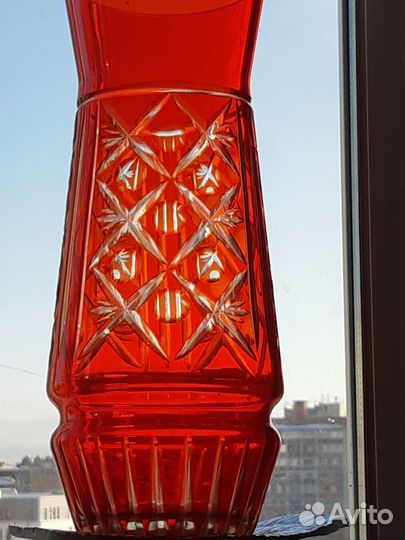 Хрустальная ваза цвет Рубин
